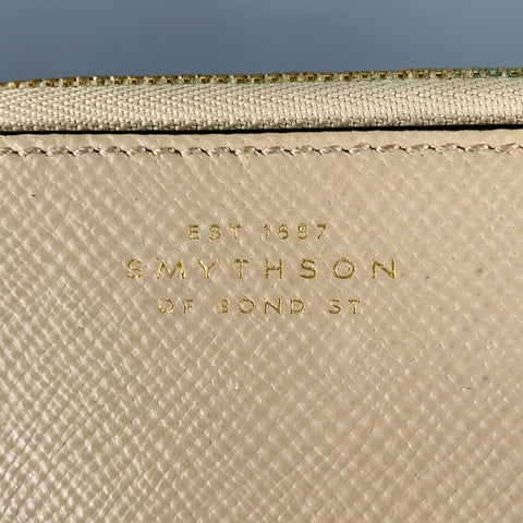 SMYTHSON OF BOND ST. Khaki Taupe Leather Wallet