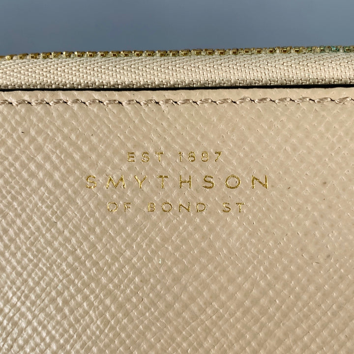 SMYTHSON OF BOND ST. Khaki Taupe Leather Wallet