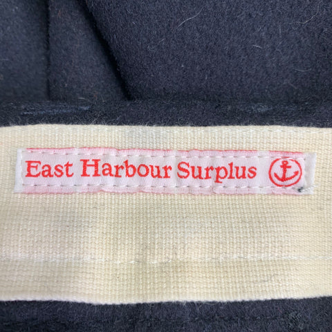 Pantalon de costume droit à devant plat en mélange de laine bleu marine EAST HARBOUR SURPLUS Taille 34