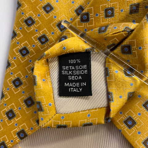 ERMENEGILDO ZEGNA  One Size Yellow Light Blue Diamond Silk Tie