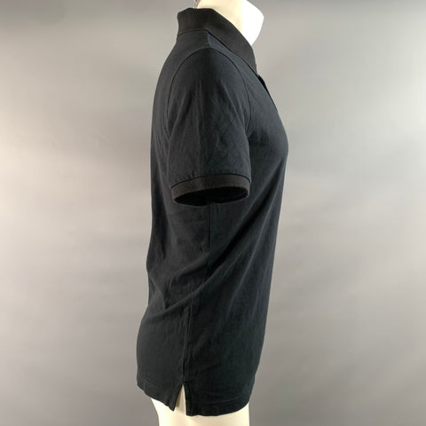 Y-3 Size M Black Patchwork Cotton Spread Collar Polo
