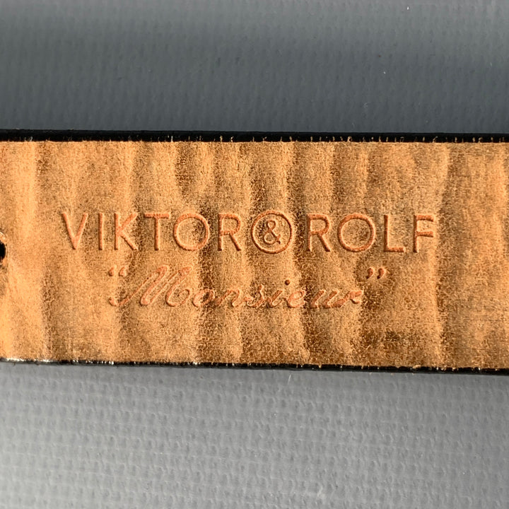 VIKTOR & ROLF Size 34 Silver Black Metal Leather Belt