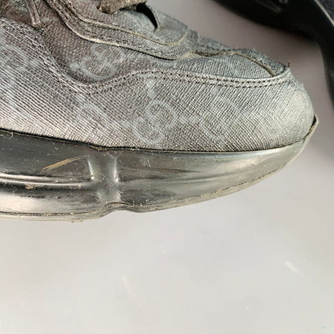 GUCCI Size 10.5 Guccissima Black Grey Monogram Sneakers