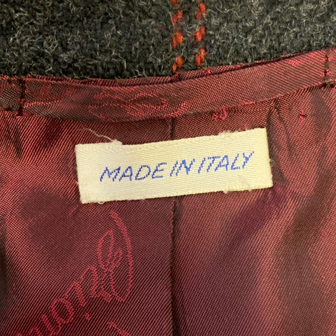 BRIONI Regular Grey Red Window Pane Wool Sport Coat