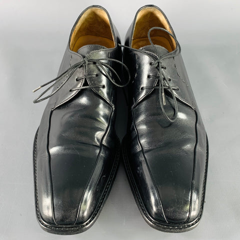 SALVATORE FERRAGAMO Size 9 Black Leather Derby Lace-Up Shoes