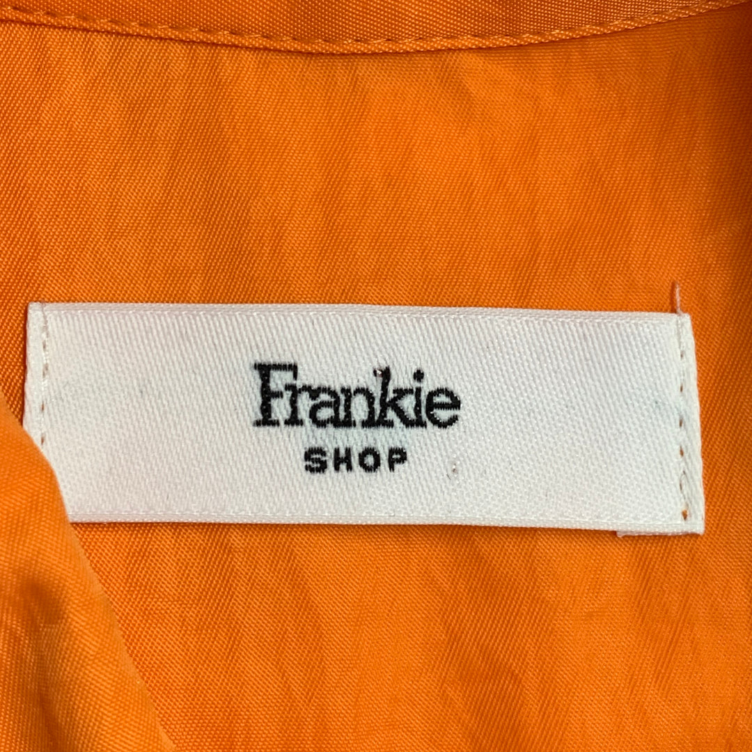 FRANKIE SHOP Size L Orange Polyester Button Down Collar Oversized Long Sleeve Shirt