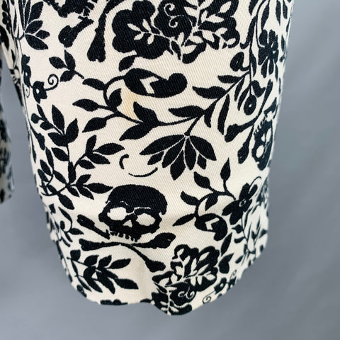 DENIM & SUPPLY Size 30 White Black Abstract Floral Skull Cotton Bermuda Shorts
