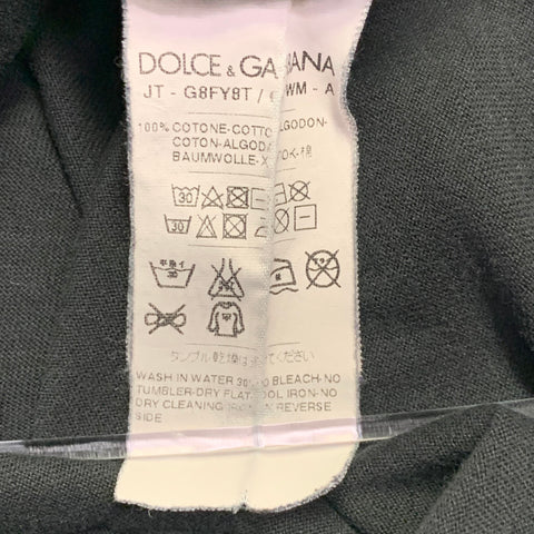 DOLCE & GABBANA Size 44 Black Cotton Jersey Distressed V-Neck T-shirt