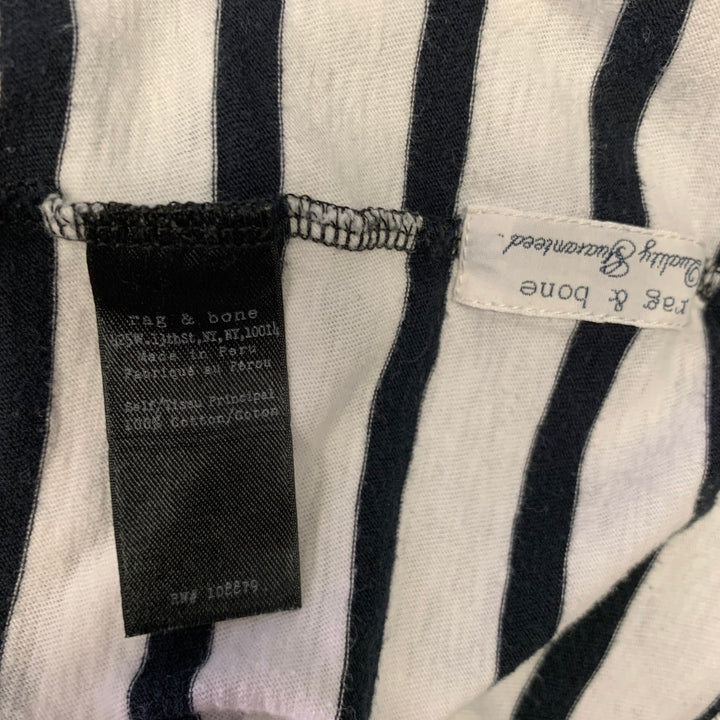 RAG & BONE Size M Navy White Stripe Cotton Crew-Neck T-shirt