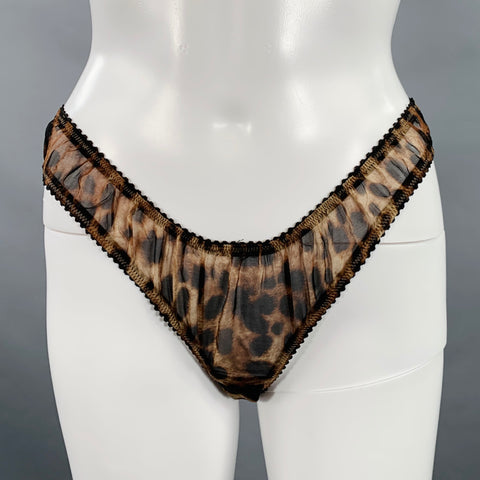 SKIMS DOLCE GABBANA Size S Brown Beige Silk Animal Print Babydoll Lingerie Set
