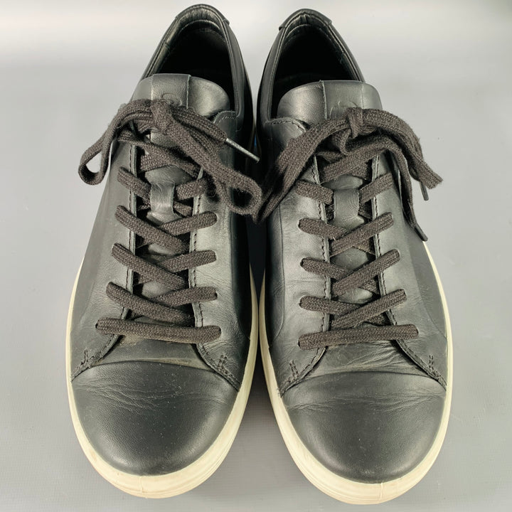 ECCO Size 9 Soft 7 Black White Leather Low Top Sneakers