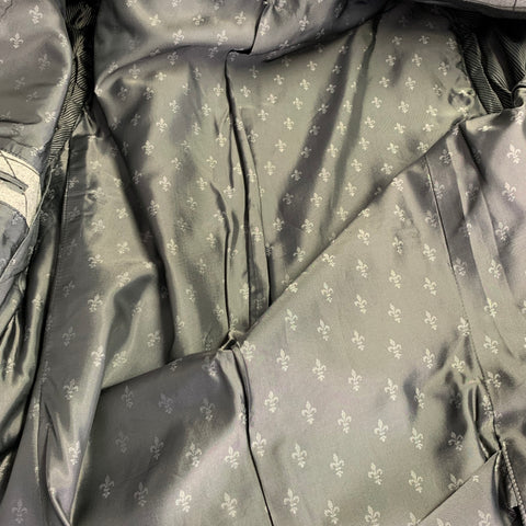 JOHN VARVATOS Size 42 Grey Charcoal Lines Print Wool Blend Suit