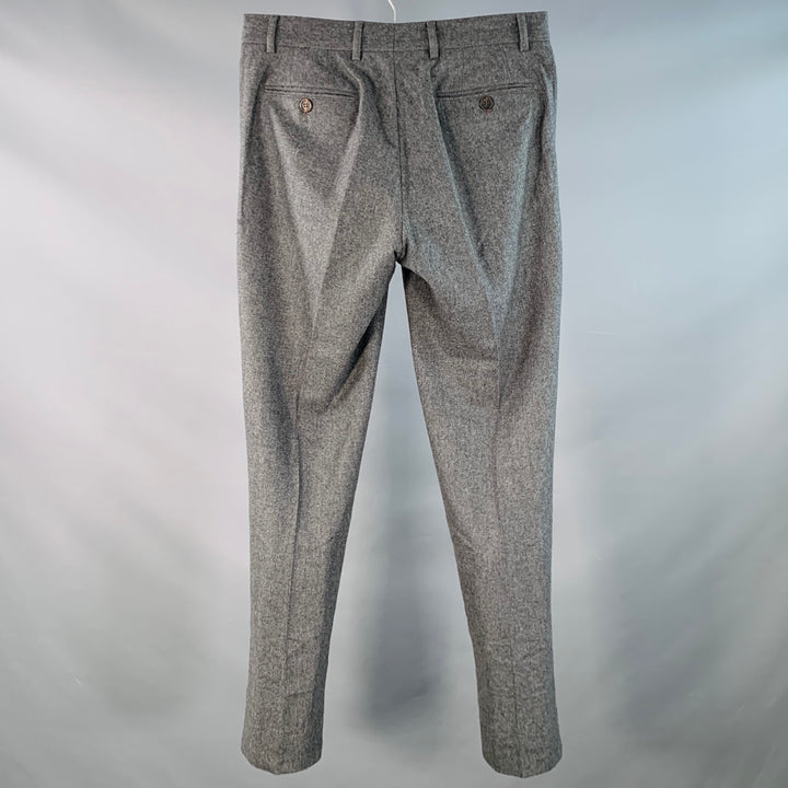 BRUNELLO CUCINELLI Size 32 Grey Heather Wool Flat Front Button Fly Dress Pants