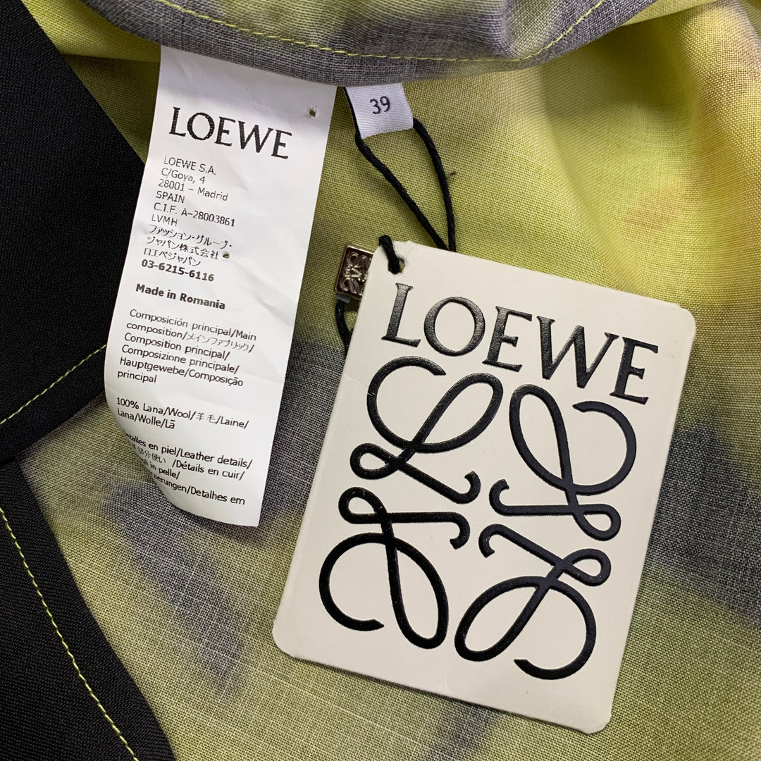 LOEWE Size S Yellow Black Tie Dye Print Wool Oversized Long Sleeve Shirt