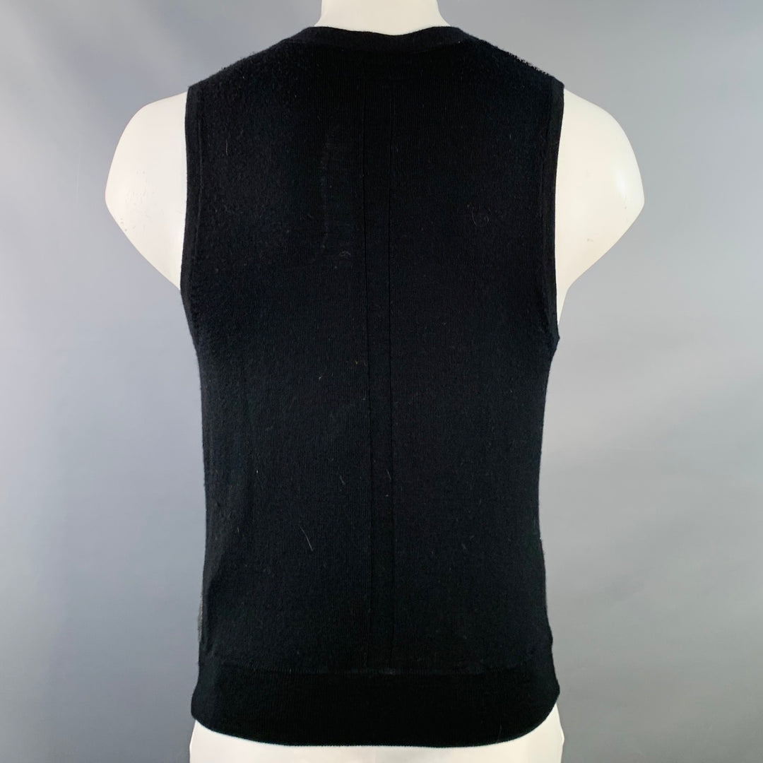 RAG & BONE Size L Grey Black Geometric Wool V-Neck Vest