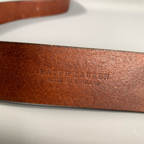 RALPH LAUREN Size 42 Brown Gold Solid Leather Belt
