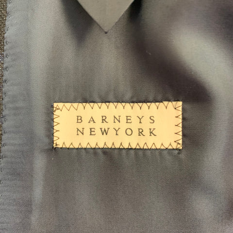 BARNEY'S NEW YORK Size 42 Black Navy Plaid Wool Silk Sport Coat