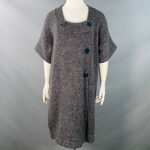 STELLA McCARTNEY Size L Grey Navy Wool Cashmere Melange Knit Coat