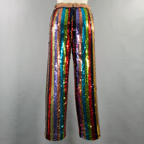 ALICE + OLIVIA Size XS Multi-Color Polyester Stripe Dress Pants