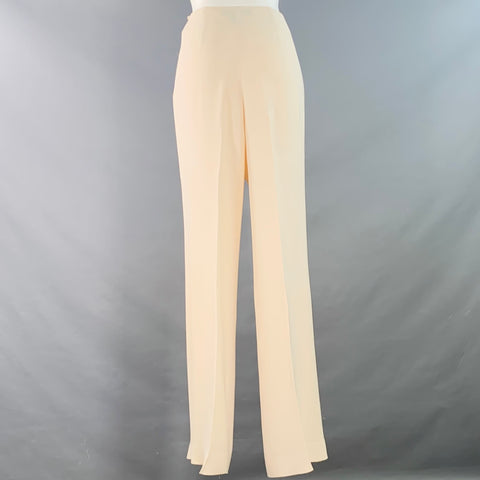 RALPH LAUREN Size 6 Cream Silk Wide Leg Dress Pants