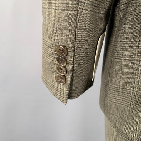 JOSEPH ABBOUD Size 42 Green Charcoal Grey Glenplaid Wool Suit