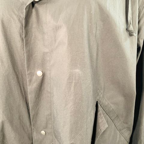 JIL SANDER Size L Black White Cotton Logo Hooded Coat