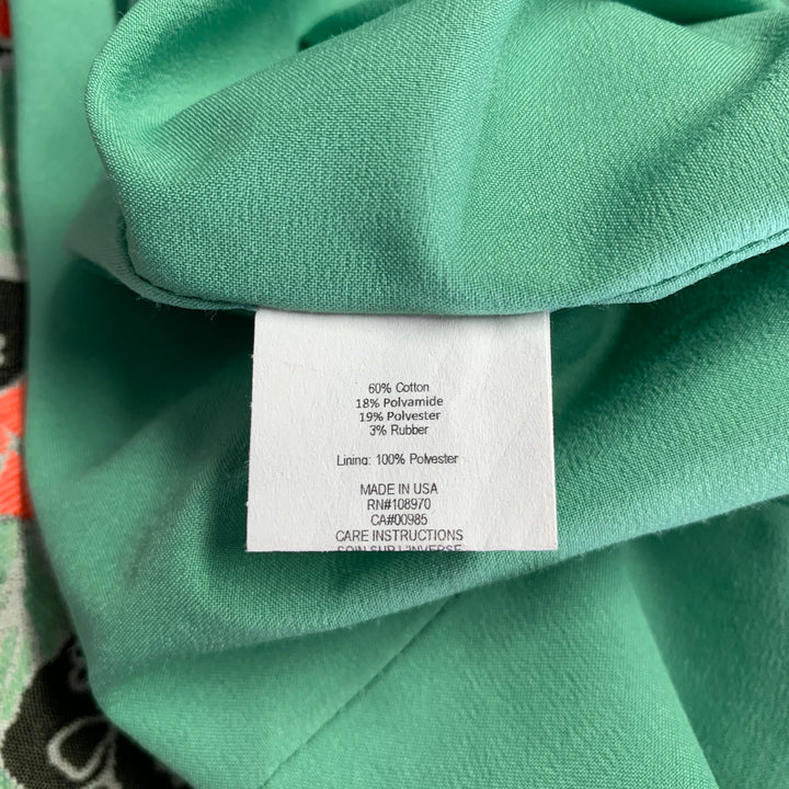 ZAC POSEN Size 8 Green Multi Color Cotton Blend Tapestry Sleeveless Dress