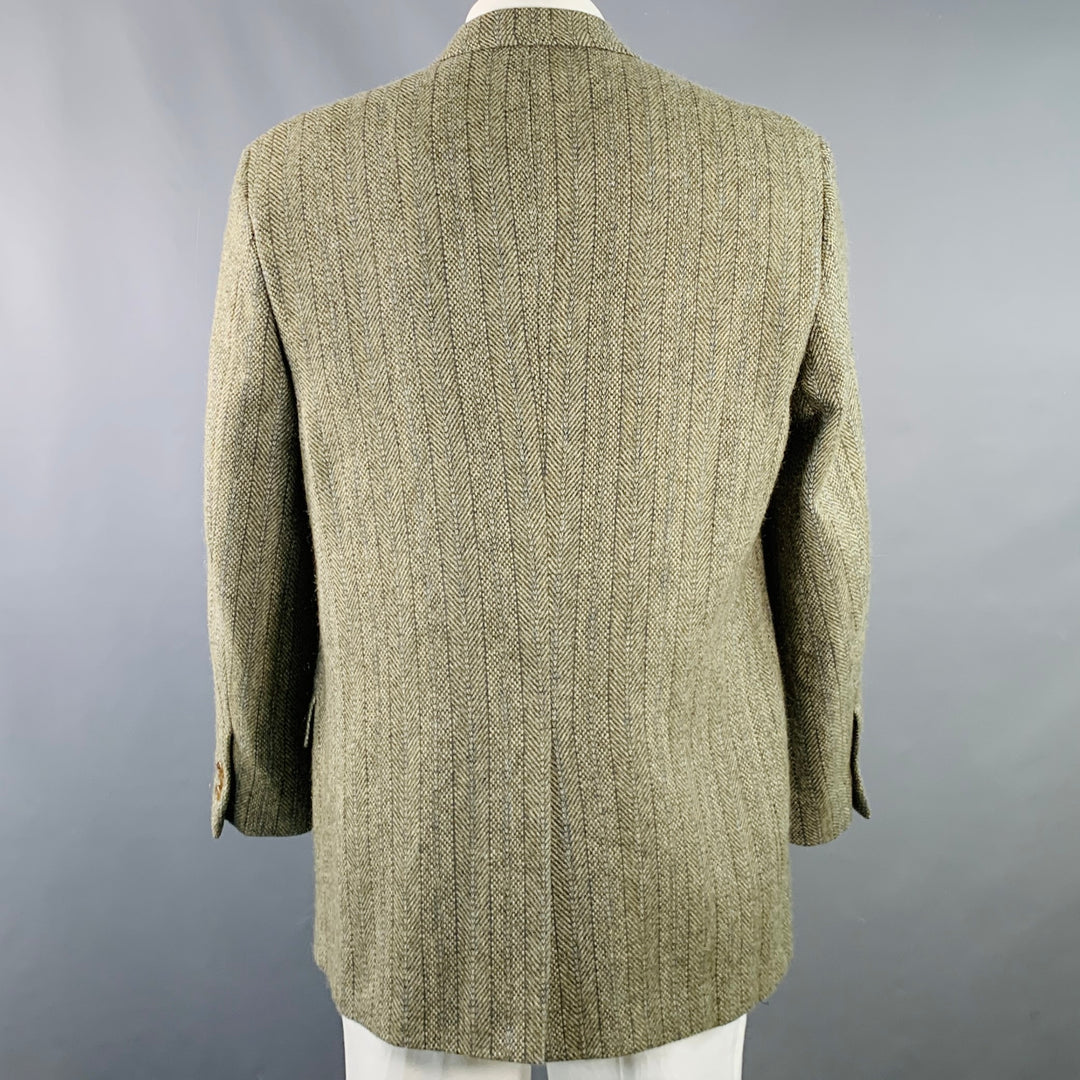 SOUTHWICK for O'CONNELL'S 42 Long Grey Blue Stripe Wool Notch Lapel Sport Coat