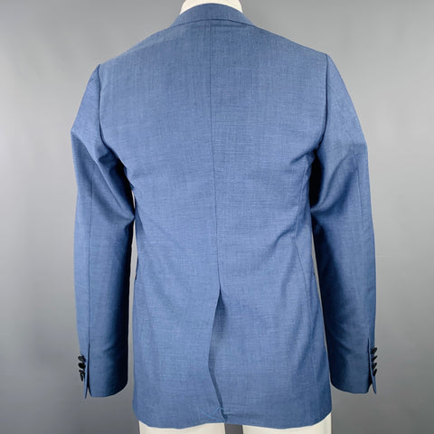 LANVIN Size 36 Blue Black Color Block Wool Mohair Sport Coat