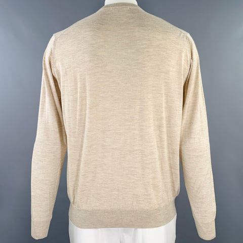 GENTRYPORTOFINO Size 42 Beige Heather Cashmere Crew Neck Pullover