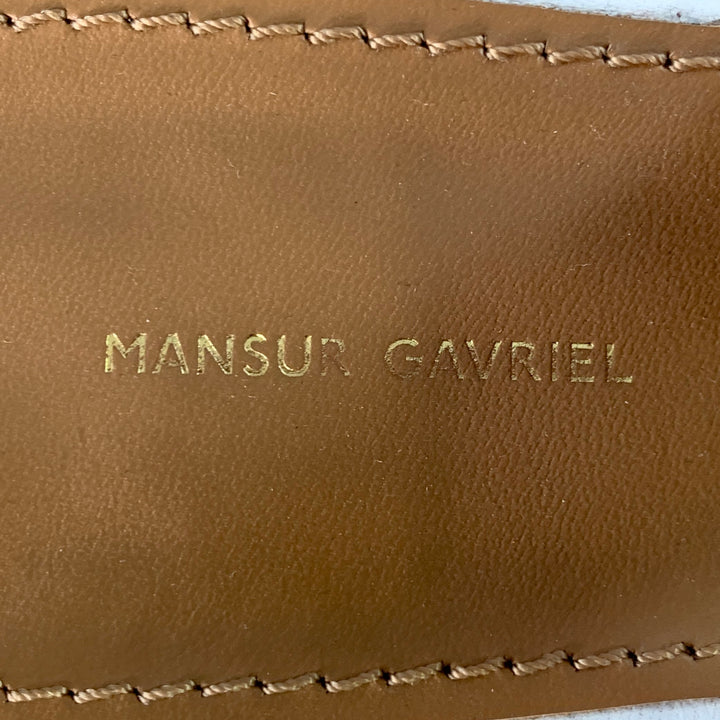 MANSUR GAVRIEL Size 10.5 White Leather Slingback Chunky Heel Pumps