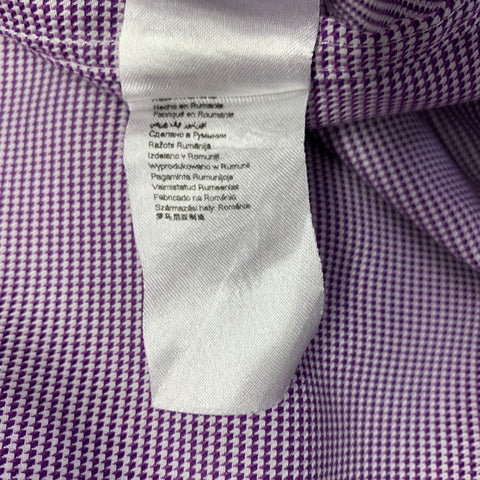 ETON Size M Purple White Houndstooth Cotton Long Sleeve Shirt
