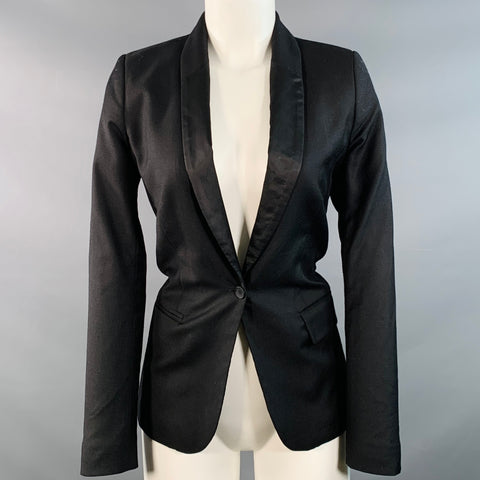 MM6 MAISON MARGIELA Size 2 Black Wool Shawl Collar Jacket Blazer