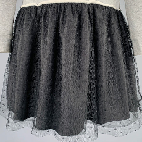 RED VALENTINO Size XS Grey Black Cotton Embroidered Sweatshirt Dress