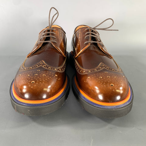 PAUL SMITH Size 10 Brown Orange Wingtip Loafers