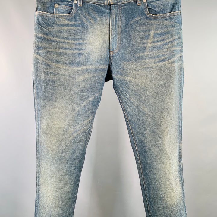 MAISON MARGIELA Size 36 Blue Washed Cotton Denim Twill Tapered Zip Fly Jeans