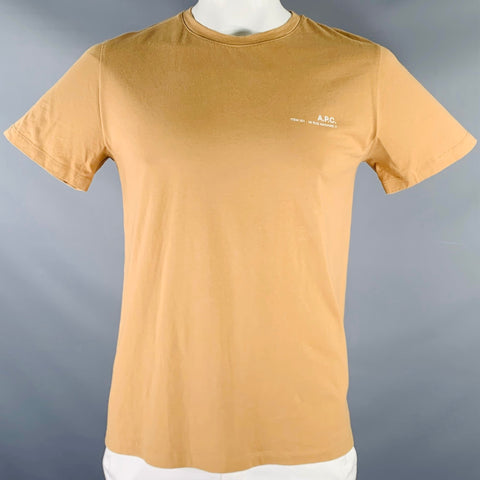 A.P.C. Size L Tan Cotton Crew Neck T-shirt