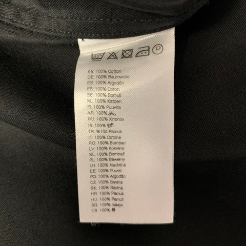 ETON Size M Black Solid Cotton Spread Collar Long Sleeve Shirt