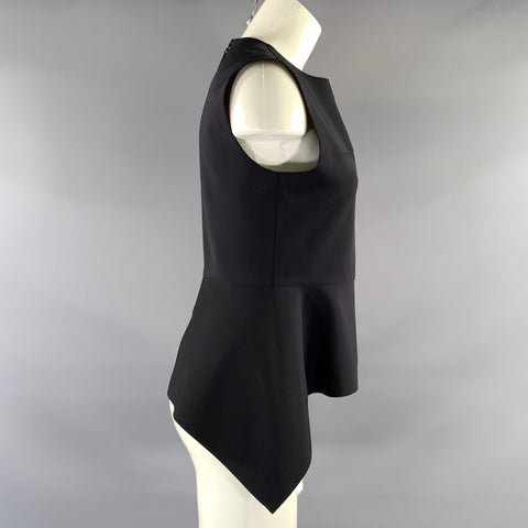 LOUIS VUITTON Size 8 Black Brown Monogram Peplum Dress Top