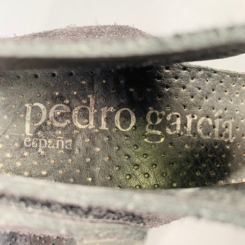 PEDRO GARCIA Size 9 Black Perforated Suede Platform Sandals