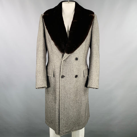 BERGDORF GOODMAN Size 44 Grey Black Tweed Wool Blend Overcoat