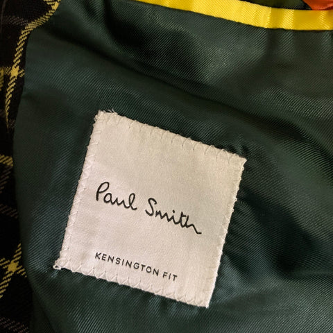 PAUL SMITH Chest Size 40 Black Yellow Plaid Wool Notch Lapel Sport Coat