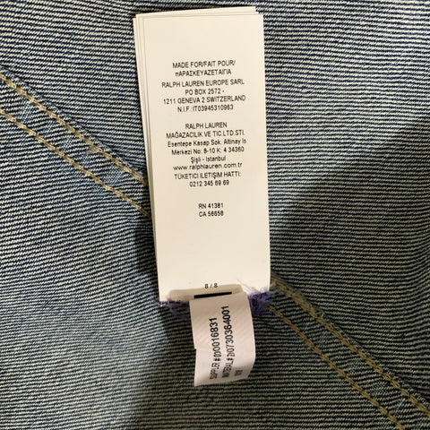 RALPH LAUREN Size L Silver Metallic Cotton Trucker Jacket