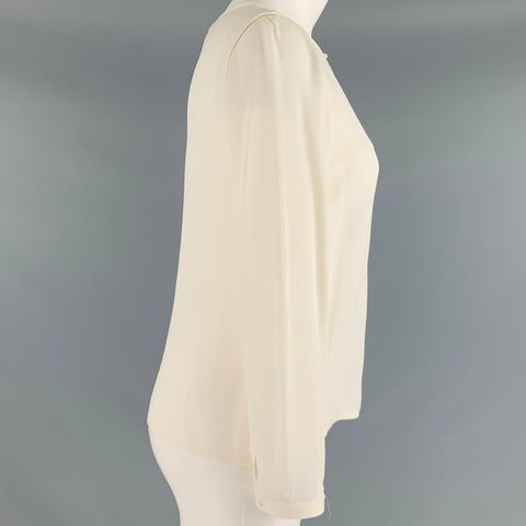 TRICOT Taille S Crème Soie Col Longue Patte Chemisier