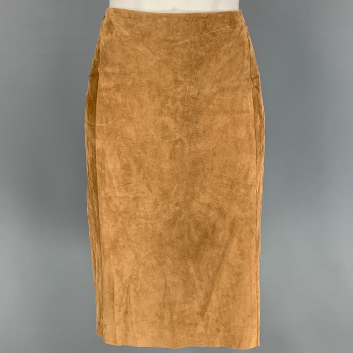 RALPH LAUREN Collection Taille 6 Jupe crayon en daim beige sous le genou