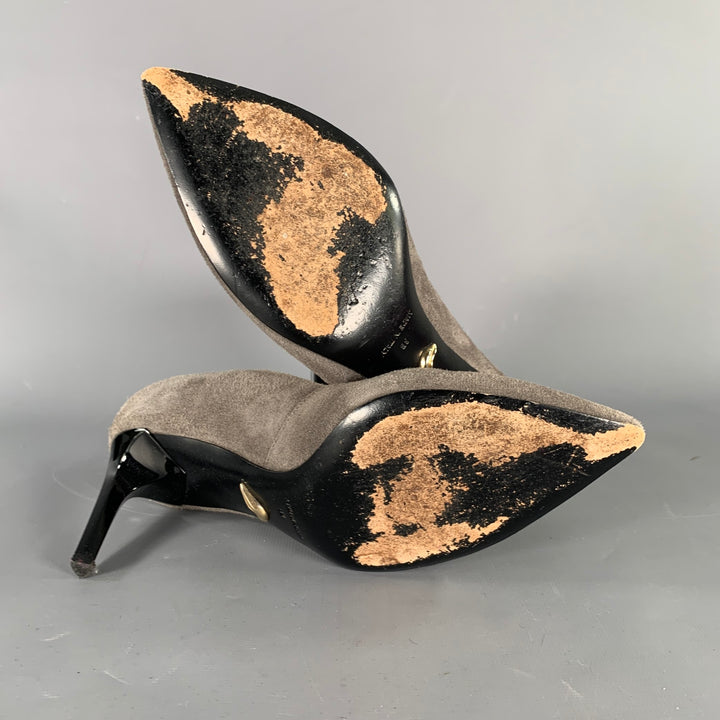 DIANE VON FURSTENBERG Size 6 Grey Black Suede Pointed Toe Pumps