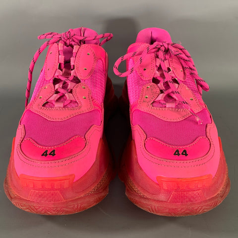 BALENCIAGA Size 11 Pink Red Triple S Mesh Lace Up Sneakers
