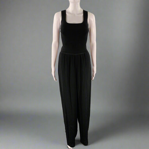 THEORY Size S Black Rayon Blend Tank Jumpsuit