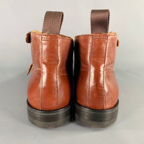 COLE HAAN Size 9.5 Brown Camberley Perforated Leather Double Monk Strap Boots