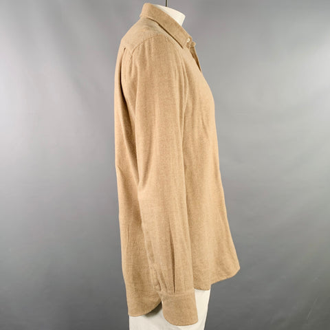ADAM KIMMEL Size L Camel Cotton Long Sleeve Shirt
